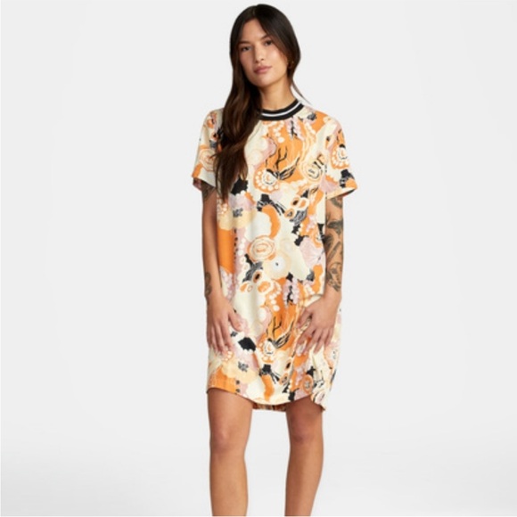 RVCA Dresses & Skirts - RVCA NWOT Tomboy Retro Printed Ringer Neck Dress